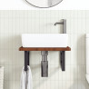 Estante de lavabo de pared de acero y madera maciza de roble 3