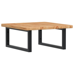 Estante de lavabo de pared de acero y madera maciza de roble H