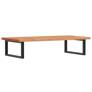 Estante de lavabo de pared de acero y madera maciza de haya H