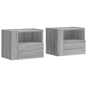 Mesitas de noche de pared 2 uds gris Sonoma 45x30x35 cm H