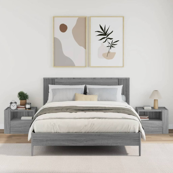 Mesitas de noche de pared 2 uds gris Sonoma 45x30x35 cm M 3