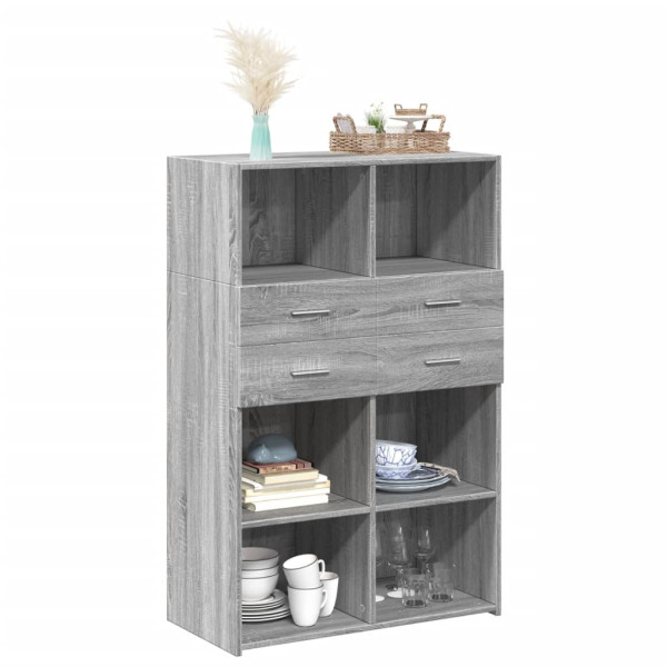 Aparador de madera de ingeniería gris Sonoma 80x42.5x124 cm M 3