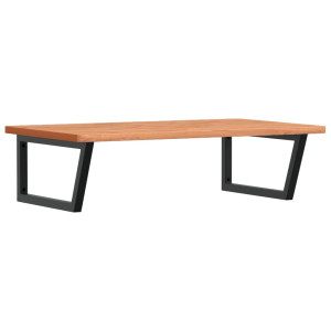 Estante de lavabo de pared de acero y madera maciza de haya H