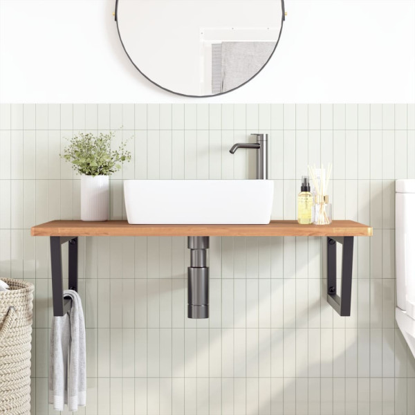 Estante de lavabo de pared de acero y madera maciza de haya M 3