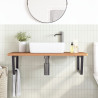 Estante de lavabo de pared de acero y madera maciza de haya 3