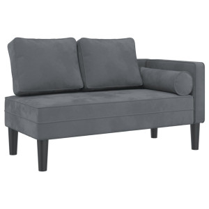 Chaise lounge com almofadões veludo cinzento-escuro H