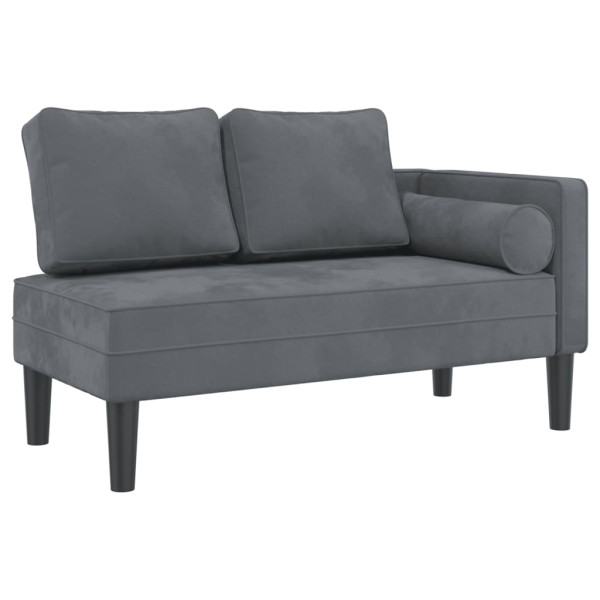Chaise lounge com almofadões veludo cinzento-escuro M 2