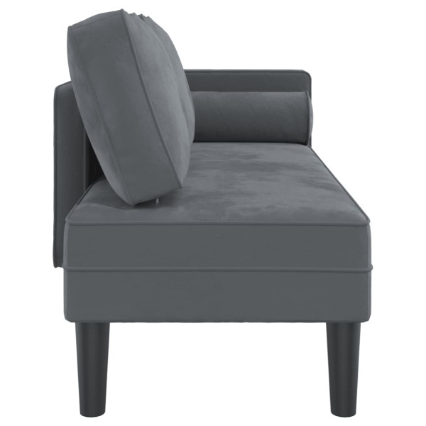 Chaise lounge com almofadões veludo cinzento-escuro M 4