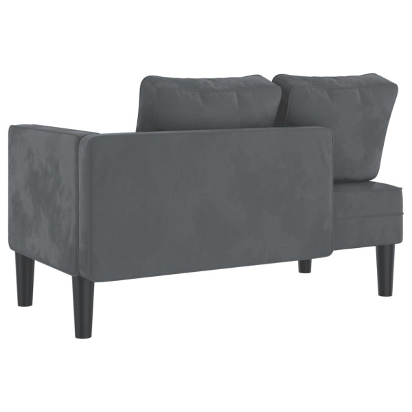 Chaise lounge com almofadões veludo cinzento-escuro M 5