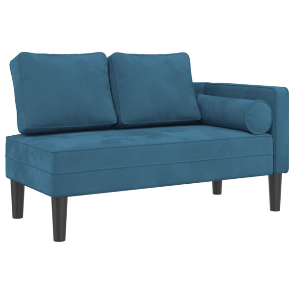 Chaise lounge com almofadões veludo azul M 2