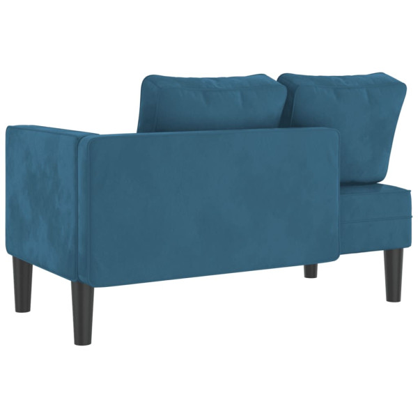 Chaise lounge com almofadões veludo azul M 5