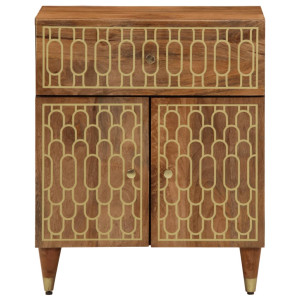 Mesita de noche madera maciza de mango 50x33x60 cm H