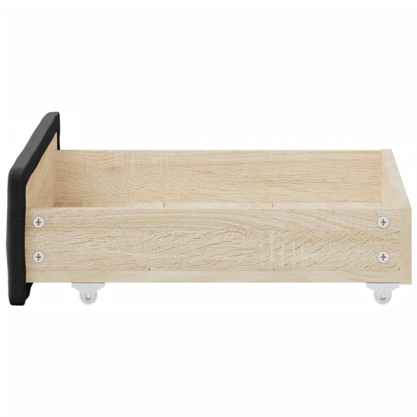 Cajones de cama 2 uds madera de ingeniería y tela negro M 5