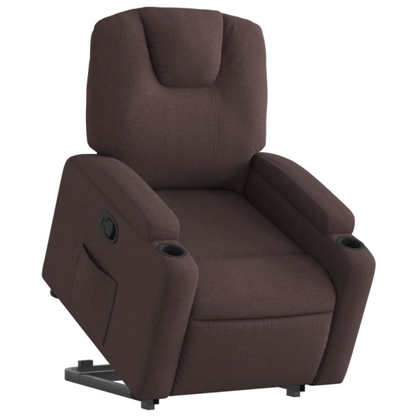 Sillón reclinable elevable tela marrón oscuro M 3