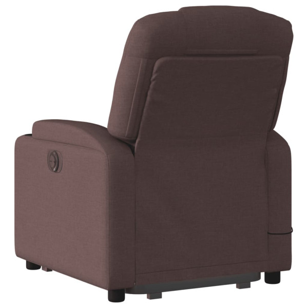 Sillón masaje eléctrico reclinable elevable tela marrón oscuro M 5
