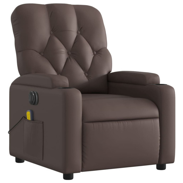 Sillón de masaje reclinable eléctrico cuero sintético marrón M 3