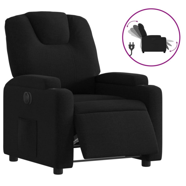 Sillón reclinable eléctrico de tela negro M 2
