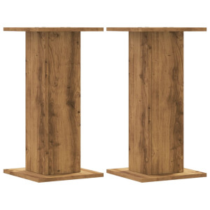 Soportes altavoces 2 uds madera roble artesano 30x30x60 cm H