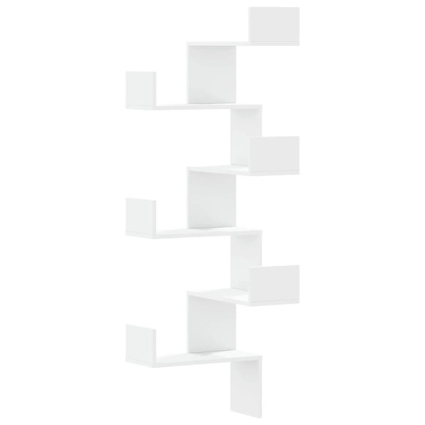 Estante de parede p/ canto 45x45x147 cm deriv. madeira branco M 2