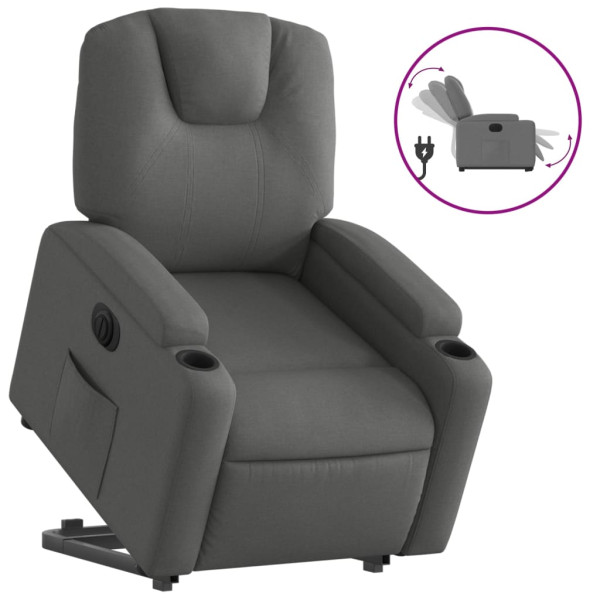 Sillón eléctrico reclinable elevable de tela gris oscuro M 2