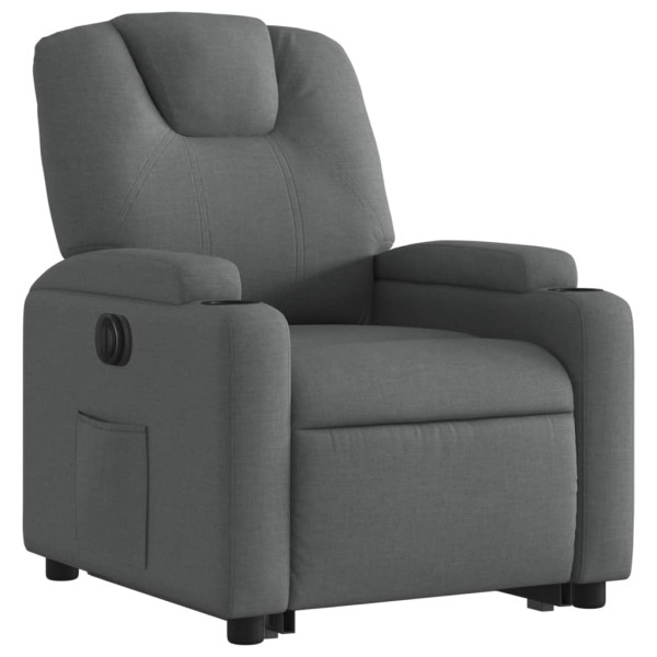 Sillón eléctrico reclinable elevable de tela gris oscuro M 3