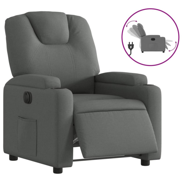 Sillón reclinable eléctrico de tela gris oscuro M 2