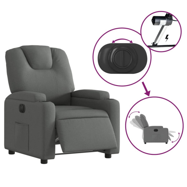Sillón reclinable eléctrico de tela gris oscuro M 5