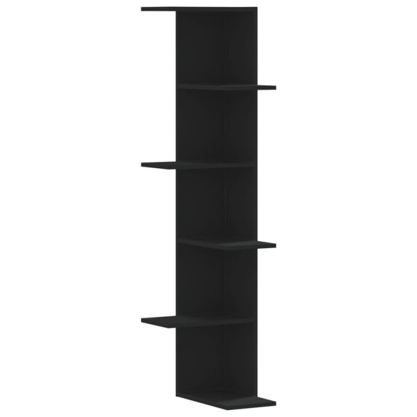 Estante parede p/ canto 36.5x36.5x140 cm deriv. madeira preto M 2