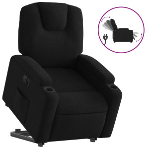 Sillón eléctrico reclinable elevable de tela negro H