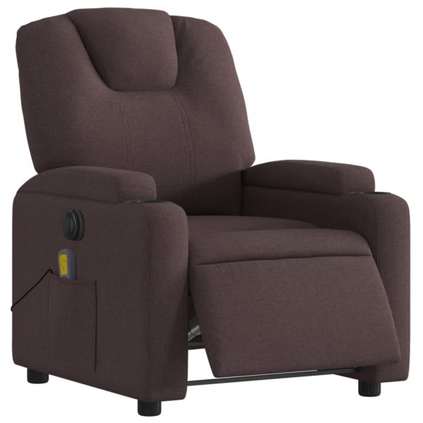 Sillón reclinable de masaje eléctrico tela marrón oscuro M 3
