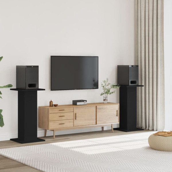 Soportes altavoces 2 uds madera ingeniería negro 30x30x80 cm D