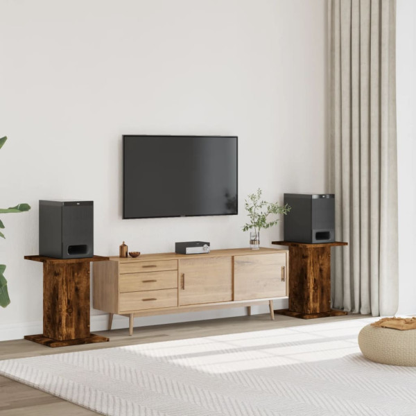 Soportes altavoces 2 uds madera roble ahumado 30x30x60 cm D