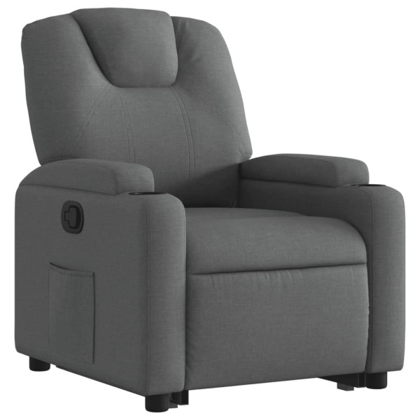 Sillón reclinable elevable de tela gris oscuro M 3
