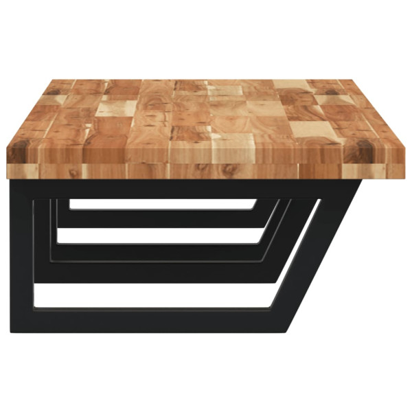 Estante de lavabo de pared acero y madera maciza de acacia M 5