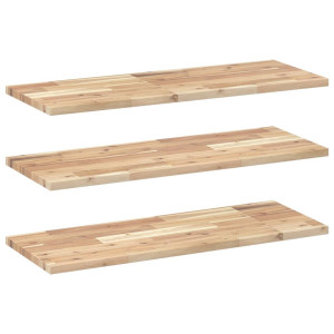 Estantes flotantes 3 uds madera acacia sin tratar 80x30x2 cm H