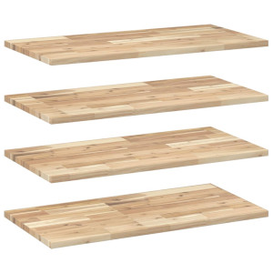 Estantes flotantes 4 uds madera acacia sin tratar 100x40x2 cm H
