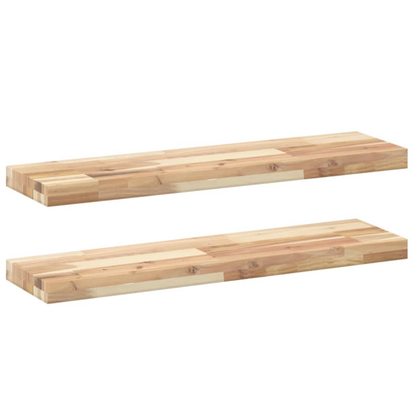 Estantes flotantes 2 uds madera acacia sin tratar 100x20x4 cm M 2