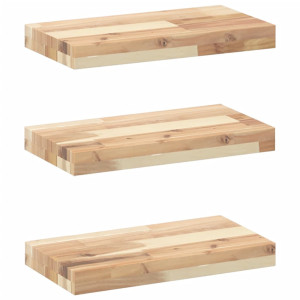 Estantes flotantes 3 uds madera acacia sin tratar 60x20x4 cm H