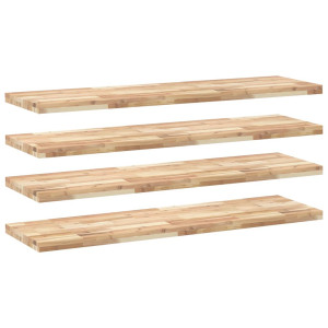 Estantes flotantes 4 uds madera acacia sin tratar 160x40x4 cm H
