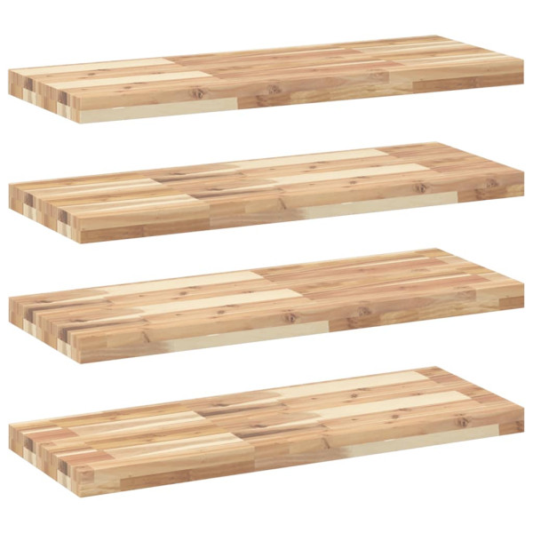 Estantes flotantes 4 uds madera acacia sin tratar 80x30x4 cm M 2