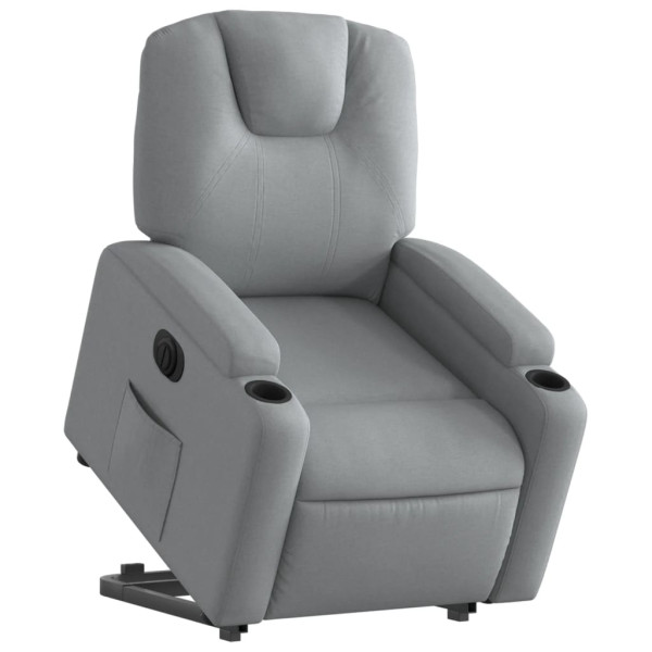 Sillón eléctrico reclinable elevable de tela gris claro M 3