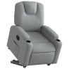 Sillón eléctrico reclinable elevable de tela gris claro 3