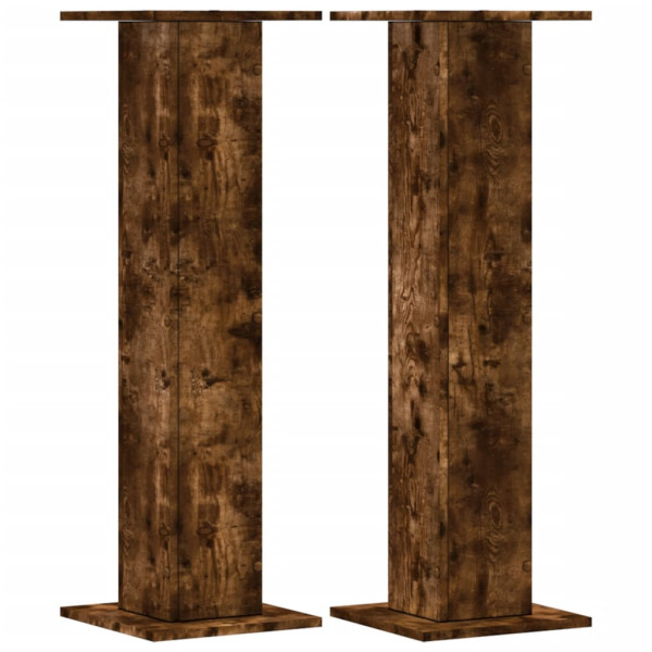 Soportes altavoces 2 uds madera roble ahumado 30x30x95 cm M 2