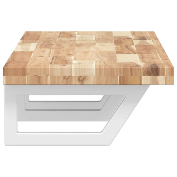 Estante de lavabo de pared acero y madera maciza de acacia M 5