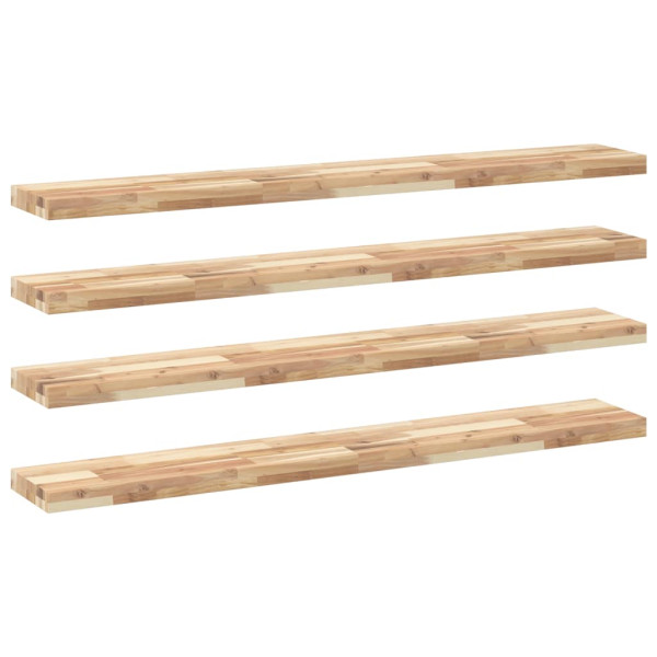 Estantes flotantes 4 uds madera acacia sin tratar 140x20x4 cm M 2