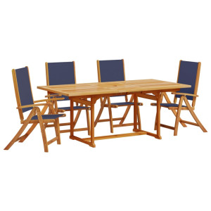 Juego comedor de jardín 5 pzas madera maciza acacia y textileno H