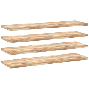 Estantes flotantes 4 uds madera acacia sin tratar 140x40x4 cm H