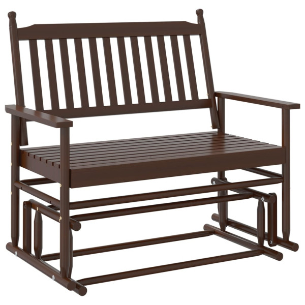 Banco deslizante madera maciza de álamo marrón 118x70x104.5 cm M 2