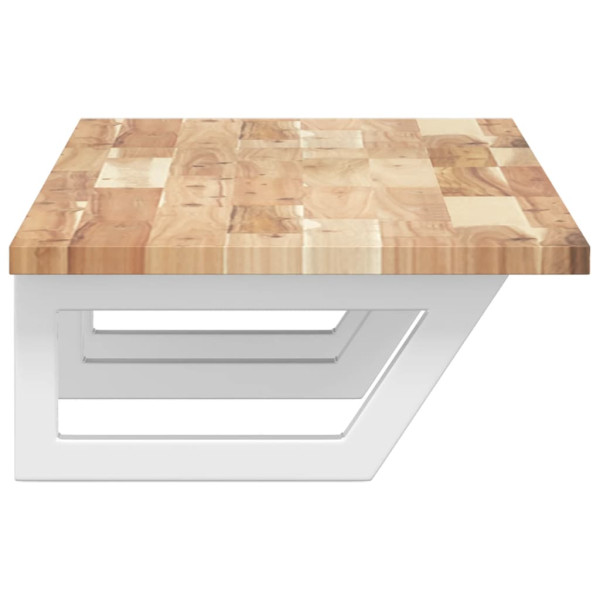 Estante de lavabo de pared acero y madera maciza de acacia M 5