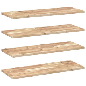 Estantes flotantes 4 uds madera acacia sin tratar 80x30x2 cm H